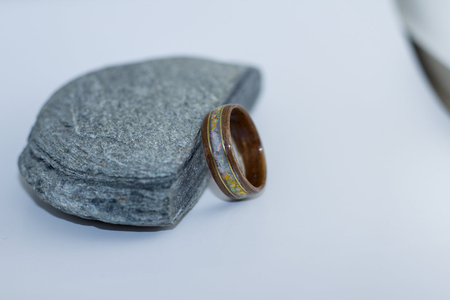 European Oak with White Opal and Brass Inlay